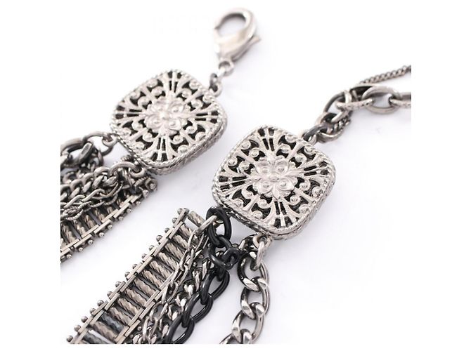 Collana Chanel Coco Mark a 10 fili Nero Argento - vista 8