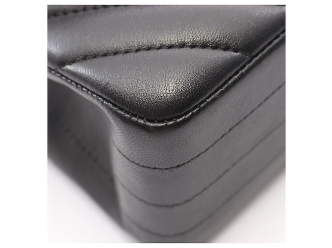 Borsa a tracolla Chanel Chevron V-Stitch Double Flap Nero - vista 7