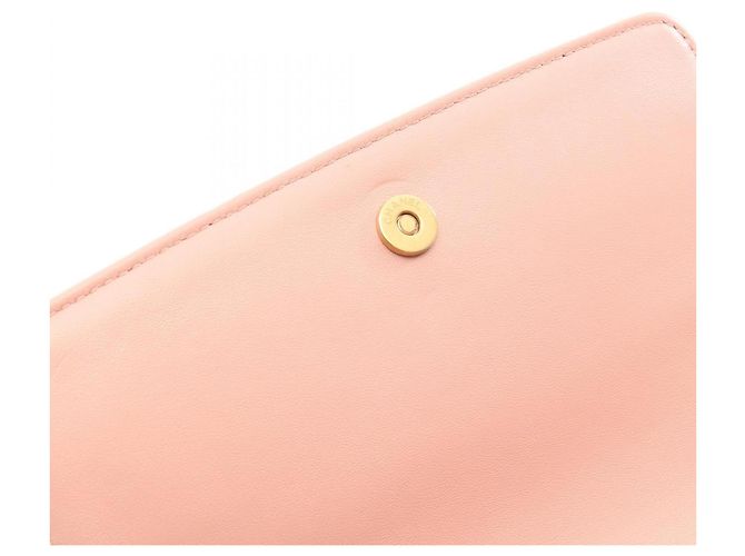 Borsa a tracolla Chanel Matelassé Logo in pelle d'agnello rosa - vista 10