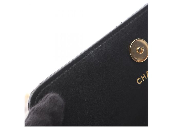 Borsa a tracolla Chanel Matelassé con catena di perle Nero - vista 6