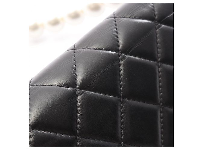 Borsa a tracolla Chanel Matelassé con catena di perle Nero - vista 9