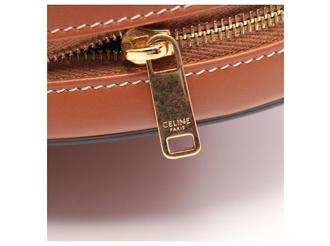 Triomphe Céline Borsa a tracolla ovale Celine in pelle marrone - vista 5