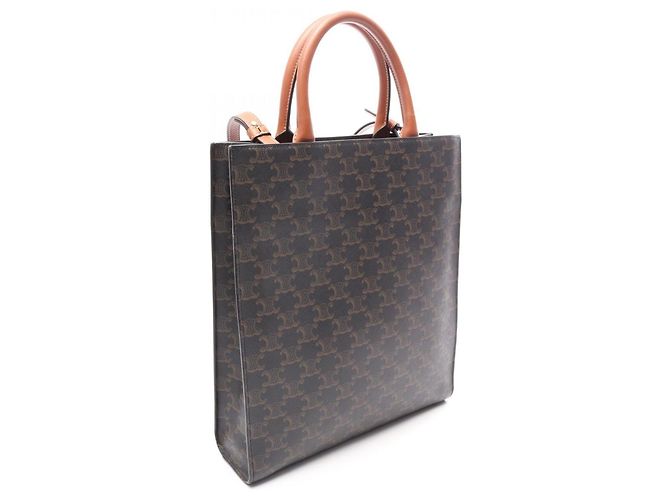 Céline Celine Small Vertical Cabas Triomphe Borsa Tote/Borsa a mano 2-Way Marrone Nero - vista 2