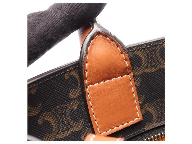 Céline Celine Small Vertical Cabas Triomphe Borsa Tote/Borsa a mano 2-Way Marrone Nero - vista 5