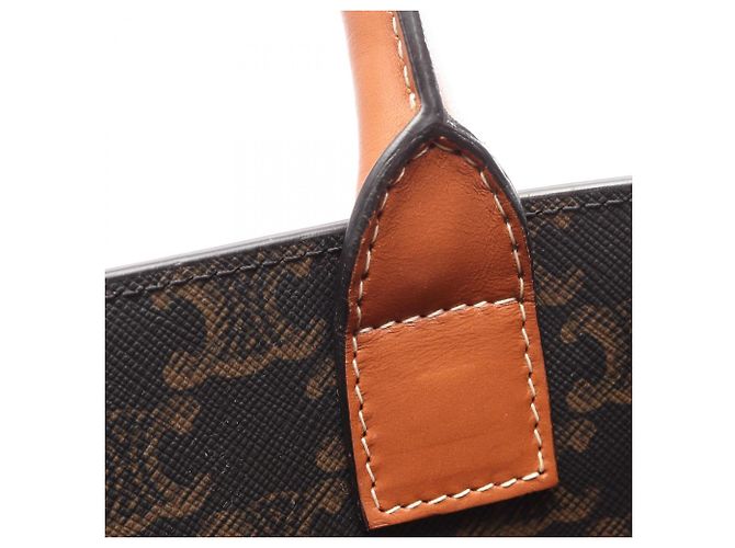 Céline Celine Small Vertical Cabas Triomphe Borsa Tote/Borsa a mano 2-Way Marrone Nero - vista 6