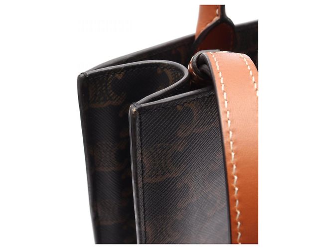 Céline Celine Small Vertical Cabas Triomphe Borsa Tote/Borsa a mano 2-Way Marrone Nero - vista 8