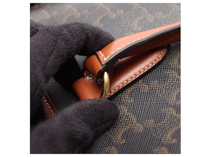 Céline Celine Horizontal Cabas Triomphe Tote Bag Braun Schwarz - Ansicht 11