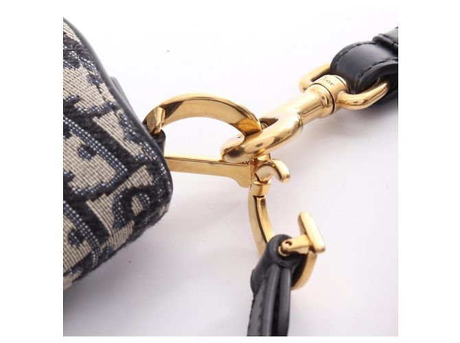 Mini borsa Saddle in jacquard Oblique Christian Dior Beige Blu navy - vista 7