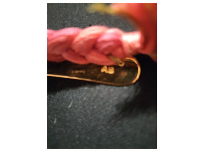 Aurelie Bidermann Bracciale "Copacabana" in metallo dorato e cordoncino intrecciato rosa D'oro - vista 6