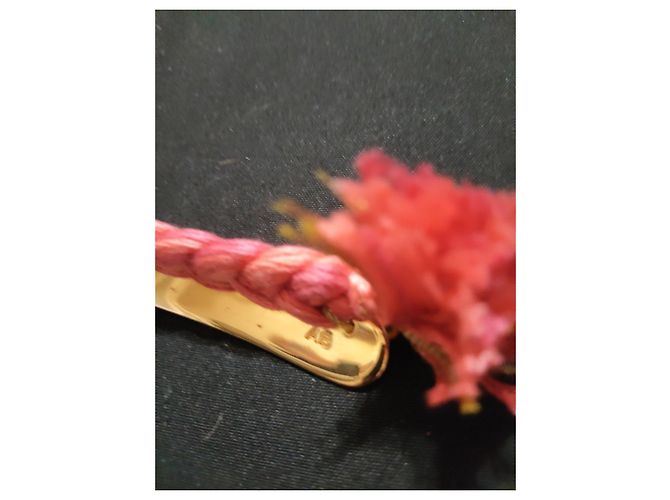 Aurelie Bidermann Bracciale "Copacabana" in metallo dorato e cordoncino intrecciato rosa D'oro - vista 7