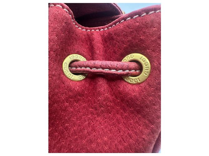 Gucci Bamboo Backpack Red Suede Leather - view 10
