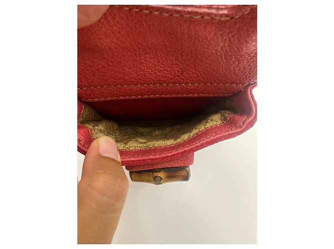 Gucci Bamboo Backpack Red Suede Leather - view 12