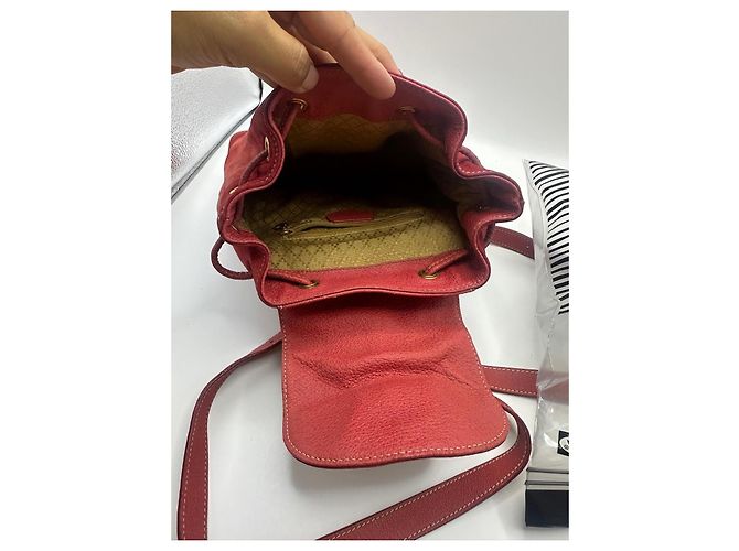 Gucci Bamboo Backpack Red Suede Leather - view 15