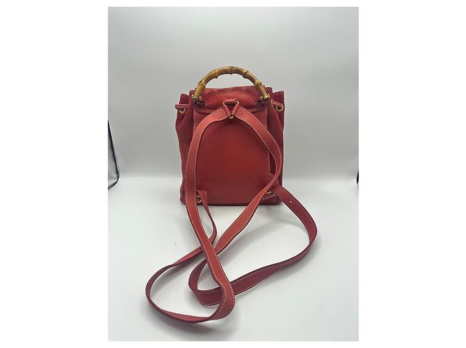 Gucci Bamboo Backpack Red Suede Leather - view 2