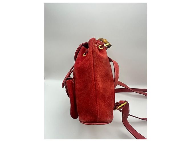 Gucci Bamboo Backpack Red Suede Leather - view 3