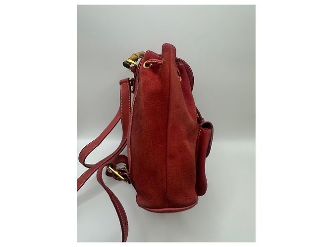 Gucci Bamboo Backpack Red Suede Leather - view 4