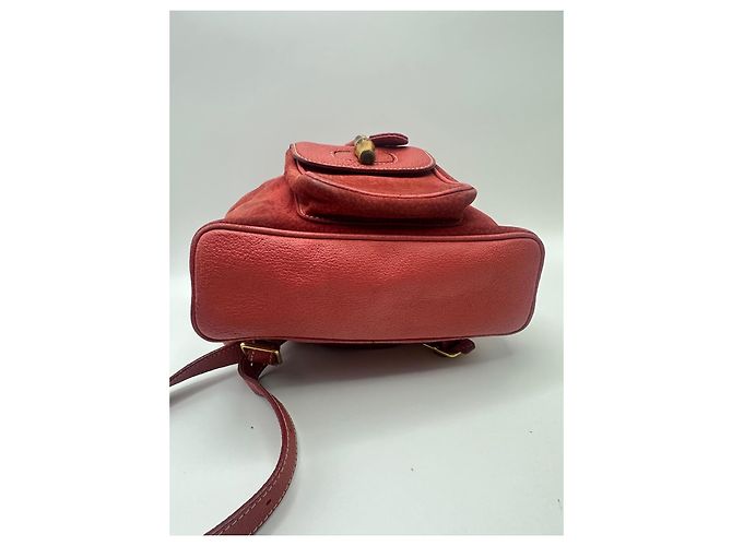 Gucci Bamboo Backpack Red Suede Leather - view 5