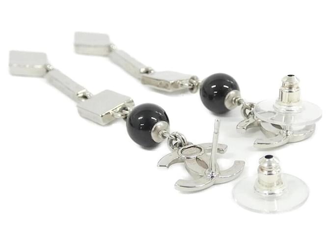 Orecchini a lobo Chanel in argento nero e verde - vista 3