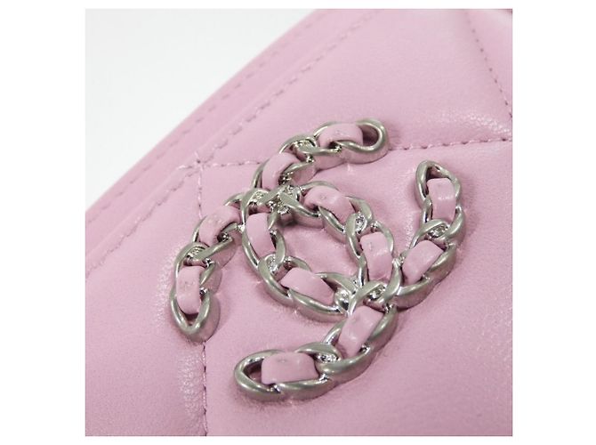Chanel 19 Line Pink Lamb Leather Card Case - view 4
