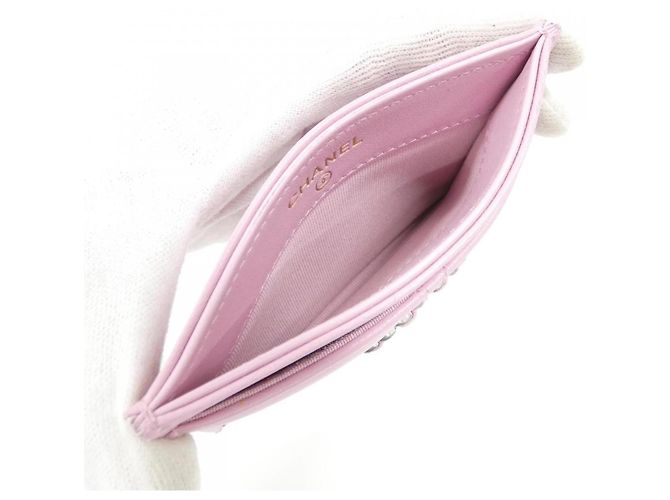 Chanel 19 Line Pink Lamb Leather Card Case - view 5