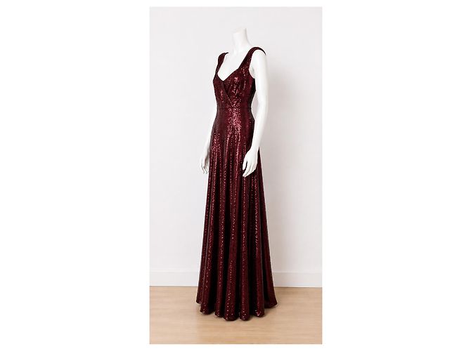 Jenny Packham Vestido maxi de lentejuelas burdeos para mujer - vista 2
