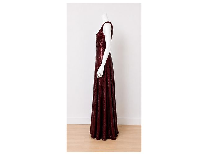 Jenny Packham Vestido maxi de lentejuelas burdeos para mujer - vista 3