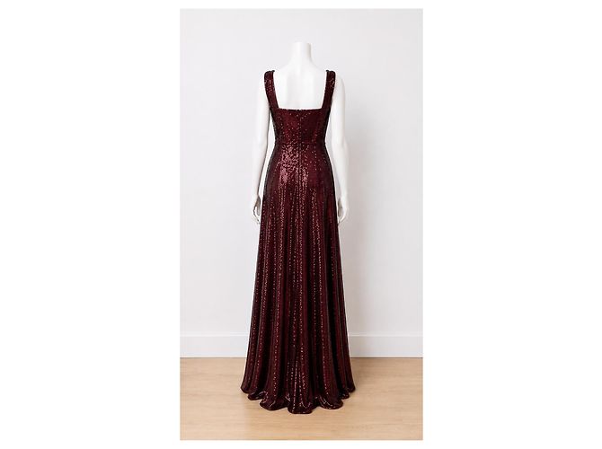Jenny Packham Vestido maxi de lentejuelas burdeos para mujer - vista 4