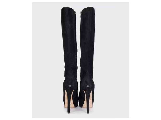 Christian Dior Black Suede Stiletto Boots Size 39 Pre-owned - view 4