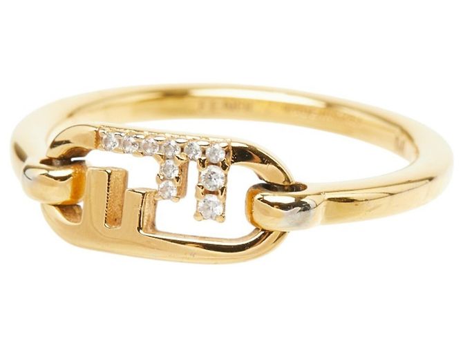 Anello Fendi con logo FF placcato oro D'oro - vista 2