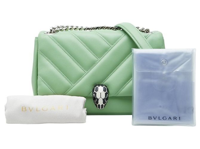 Bulgari Borsa a tracolla e spalla con catena Bvlgari Serpenti Cabochon Verde - vista 11