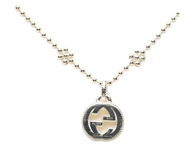 Collana con pendente Gucci con motivo floreale e logo Interlocking G Argento - vista 2