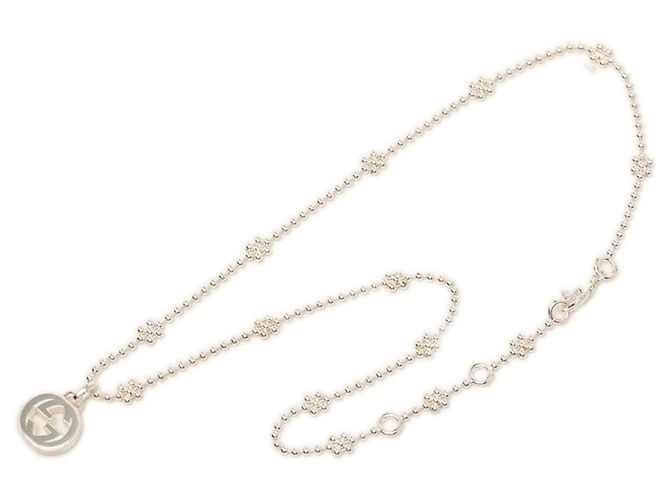 Collana con pendente Gucci con motivo floreale e logo Interlocking G Argento - vista 3
