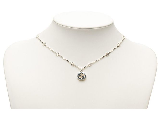 Collana con pendente Gucci con motivo floreale e logo Interlocking G Argento - vista 6