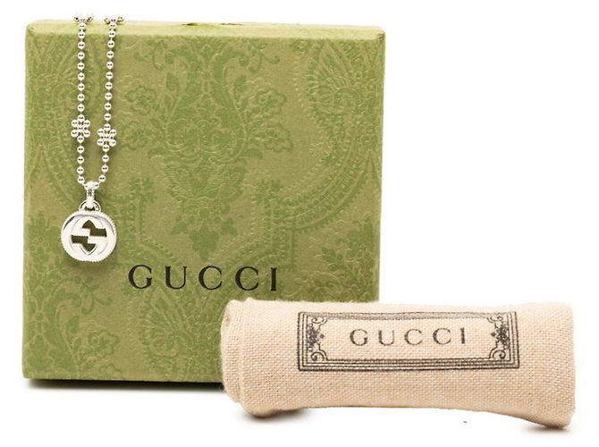 Collana con pendente Gucci con motivo floreale e logo Interlocking G Argento - vista 7