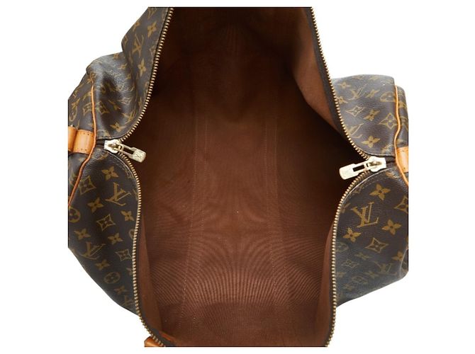 Borsa Louis Vuitton Monogram Keepall 55 Bandoulière Marrone - vista 4