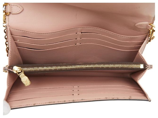 Louis Vuitton Damier Portefeuille Croisette Long Wallet Chain Shoulder Marrone Rosa - vista 11