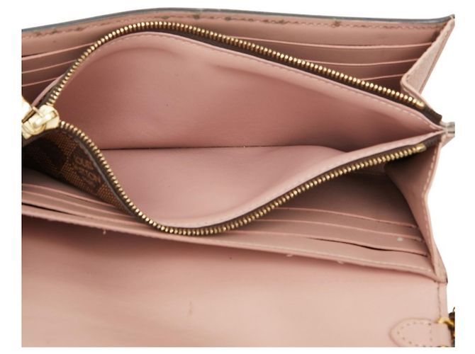 Louis Vuitton Damier Portefeuille Croisette Long Wallet Chain Shoulder Marrone Rosa - vista 12