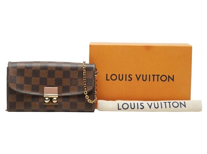 Louis Vuitton Damier Portefeuille Croisette Long Wallet Chain Shoulder Marrone Rosa - vista 16