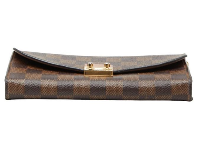 Louis Vuitton Damier Portefeuille Croisette Long Wallet Chain Shoulder Marrone Rosa - vista 3