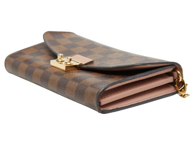 Louis Vuitton Damier Portefeuille Croisette Long Wallet Chain Shoulder Marrone Rosa - vista 5