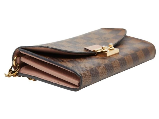 Louis Vuitton Damier Portefeuille Croisette Long Wallet Chain Shoulder Marrone Rosa - vista 6