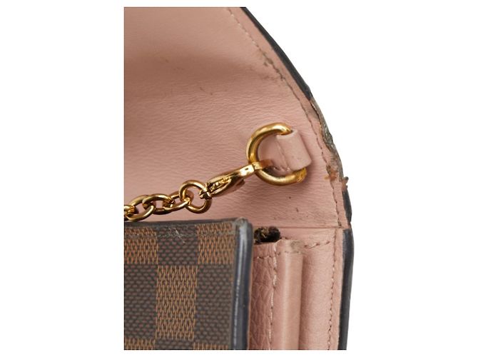 Louis Vuitton Damier Portefeuille Croisette Long Wallet Chain Shoulder Marrone Rosa - vista 9