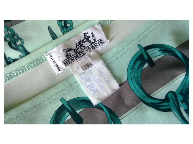 Hermès Vestido com estampado de freio de cavalo Marrom Verde claro Verde escuro - vista 2