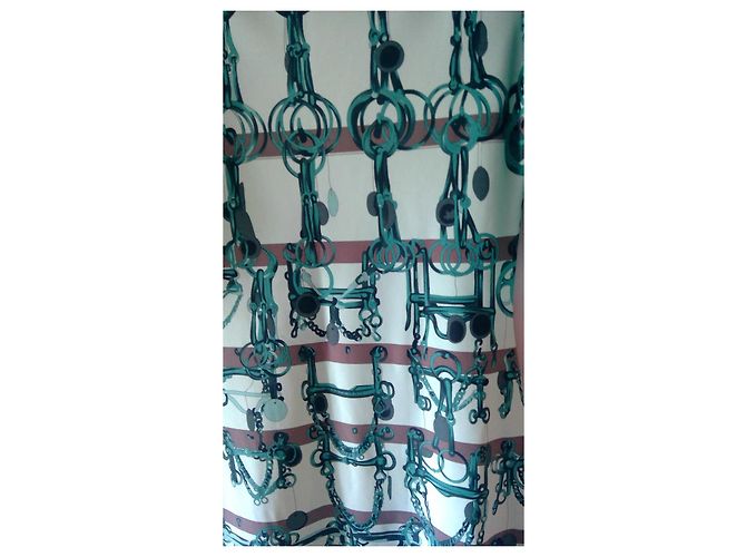 Hermès Vestido com estampado de freio de cavalo Marrom Verde claro Verde escuro - vista 3