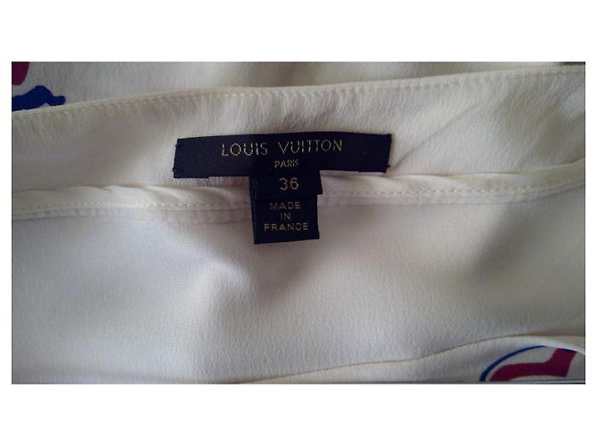 Vestido de seda Louis Vuitton estampado Paris Roja Azul Crudo - vista 5