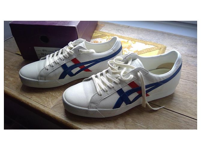 Autre Marque Onitsuka Tiger weiße Leder-Sneaker Low Rot Blau - Ansicht 2