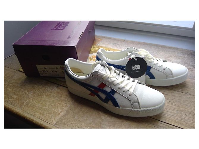 Autre Marque Onitsuka Tiger weiße Leder-Sneaker Low Rot Blau - Ansicht 3