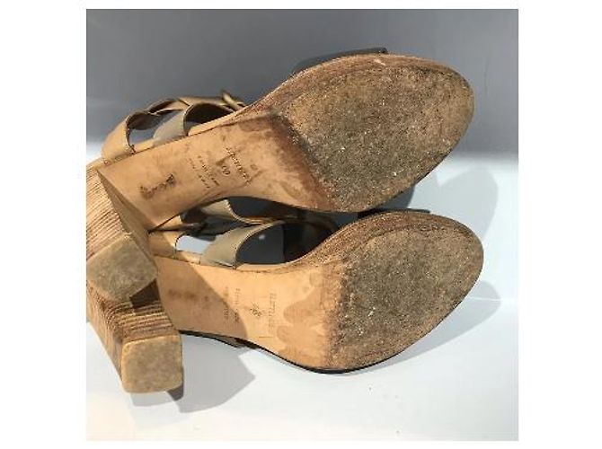 Hermès Keilabsatzsandalen aus Leder Braun Beige Grau - Ansicht 3