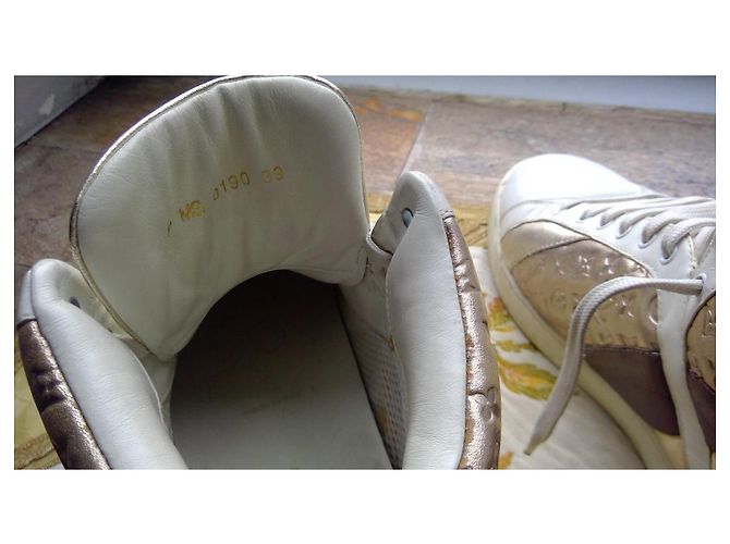Sneakers Louis Vuitton in pelle bianca e oro Bianco D'oro - vista 5