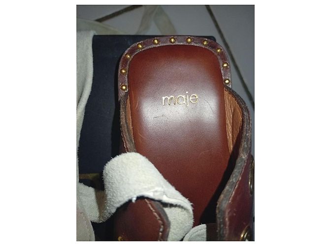 Sandali Maje in pelle marrone e camoscio beige - vista 2